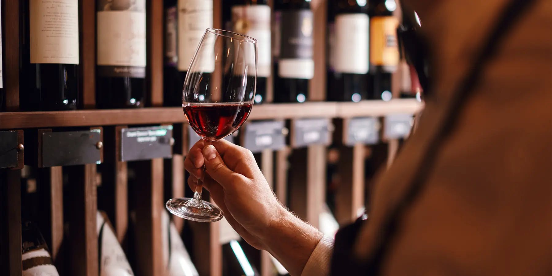 Red wine glass, wine cellar